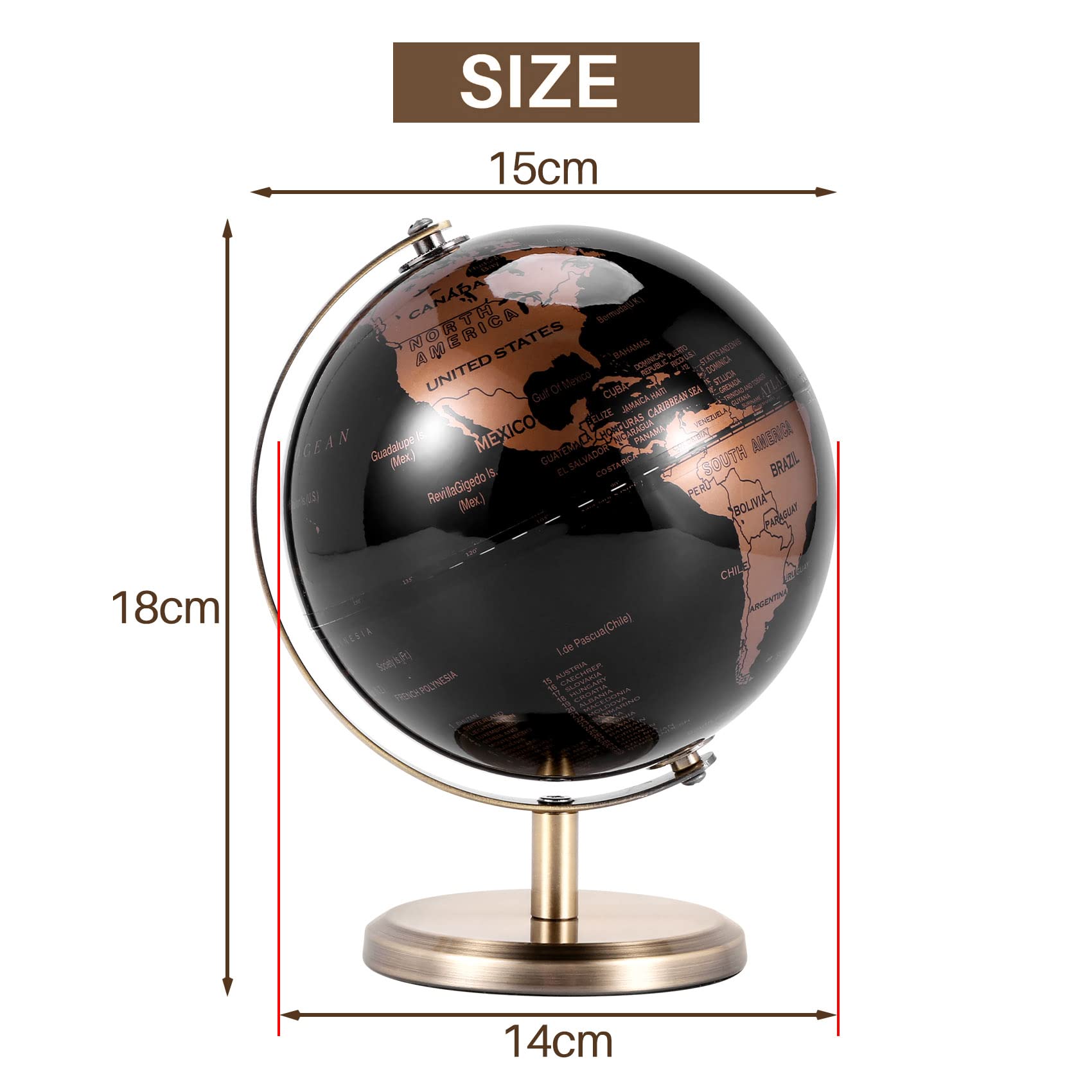 Welt Globus Stern Bild Karten Globus für Haus Tisch Schreibtisch Ornamente Geschenk BüRo Haus Dekoration ZubehöR (Gold)