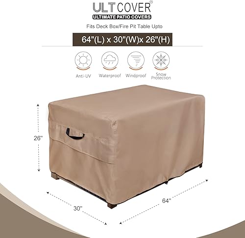 Miniatura 2 de ULTCOVER Funda de banco de almacenamiento para caja de terraza, impermeable, rectangular, para exteriores, 64 x 30 pulgadas