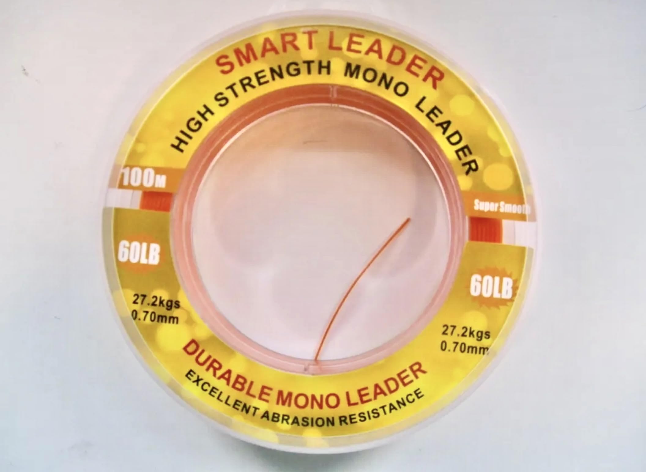 SEA FISHING SMART LEADER FOR SHOCK LEADER/TRACE RIGS - 60lb 100m ORANGE