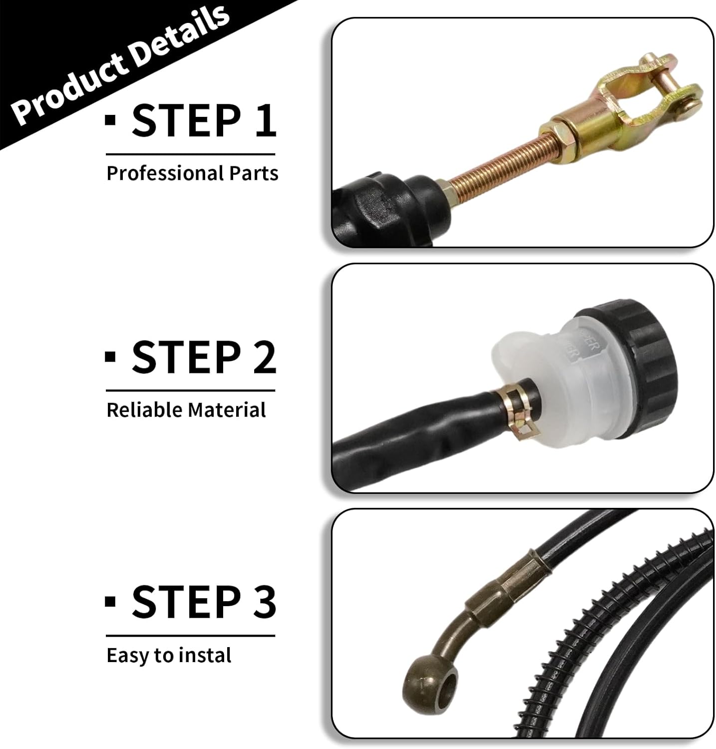 Rear Front Hydraulic Brake Assembly Caliper Master Cylinder Kit, with Disc Brake Plate Rotor Brake Pad, Replace for Go Kart Golf Cart ATV