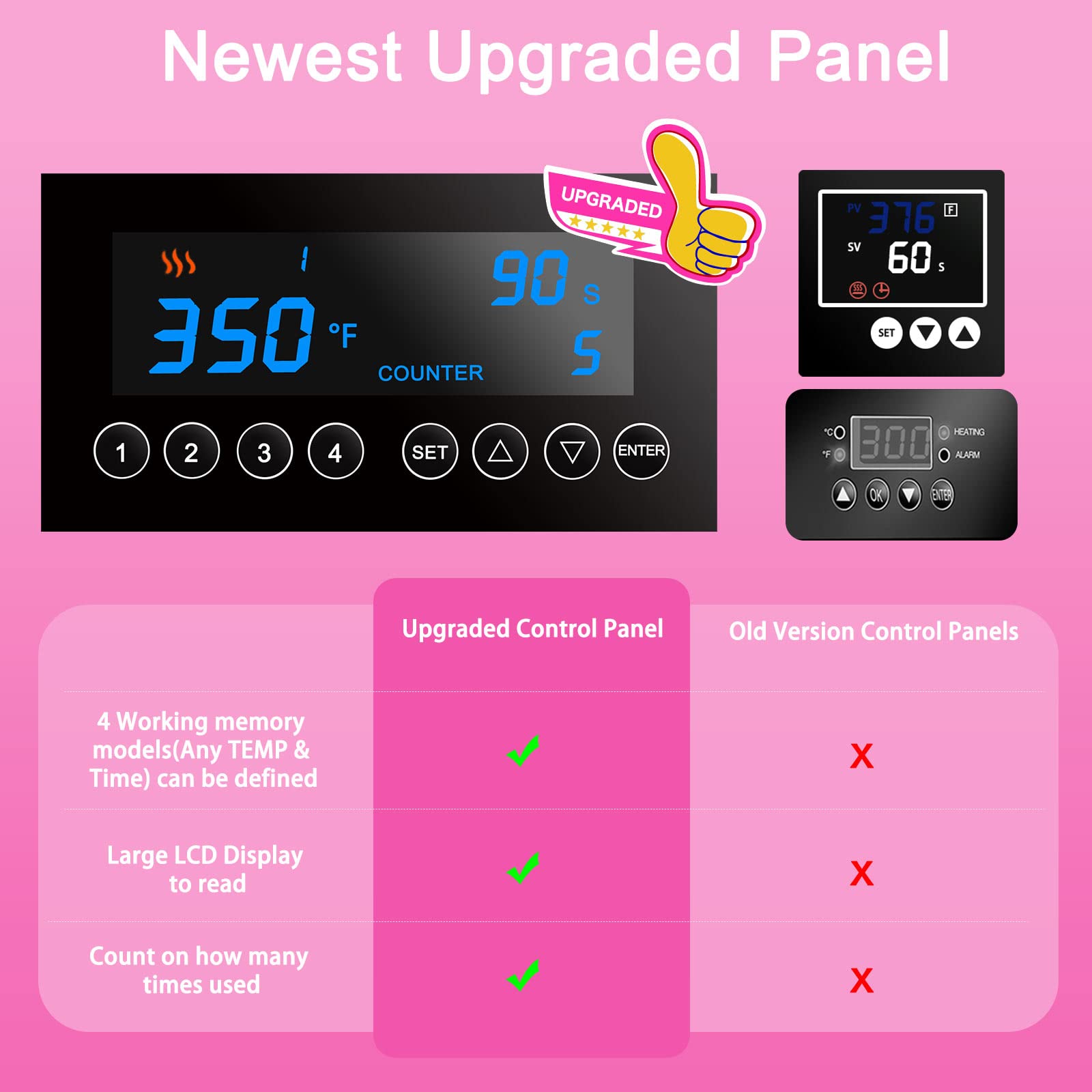 Gymolo Upgraded 30oz Tumbler Mug Heat Press Machine Pink with 4 Memory Models for 10oz-30oz Sublimation Blanks Skinny Tumblers DIY Presser Mug Coffee Cup Straight Blanks Glass Cans