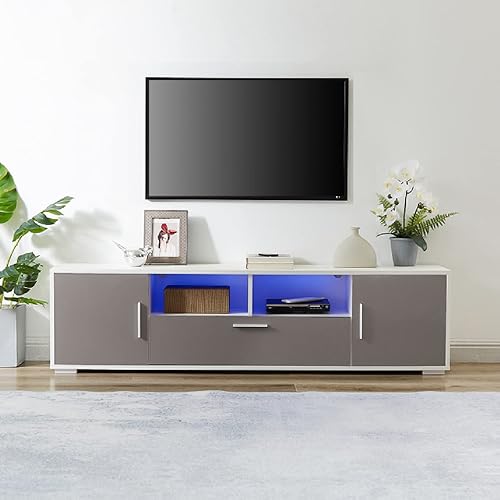 Soporte de TV LED para mesa de consola de TV de 55, 60, 65 pulgadas, moderno centro de entretenimiento para juegos, sala de estar, dormitorio,