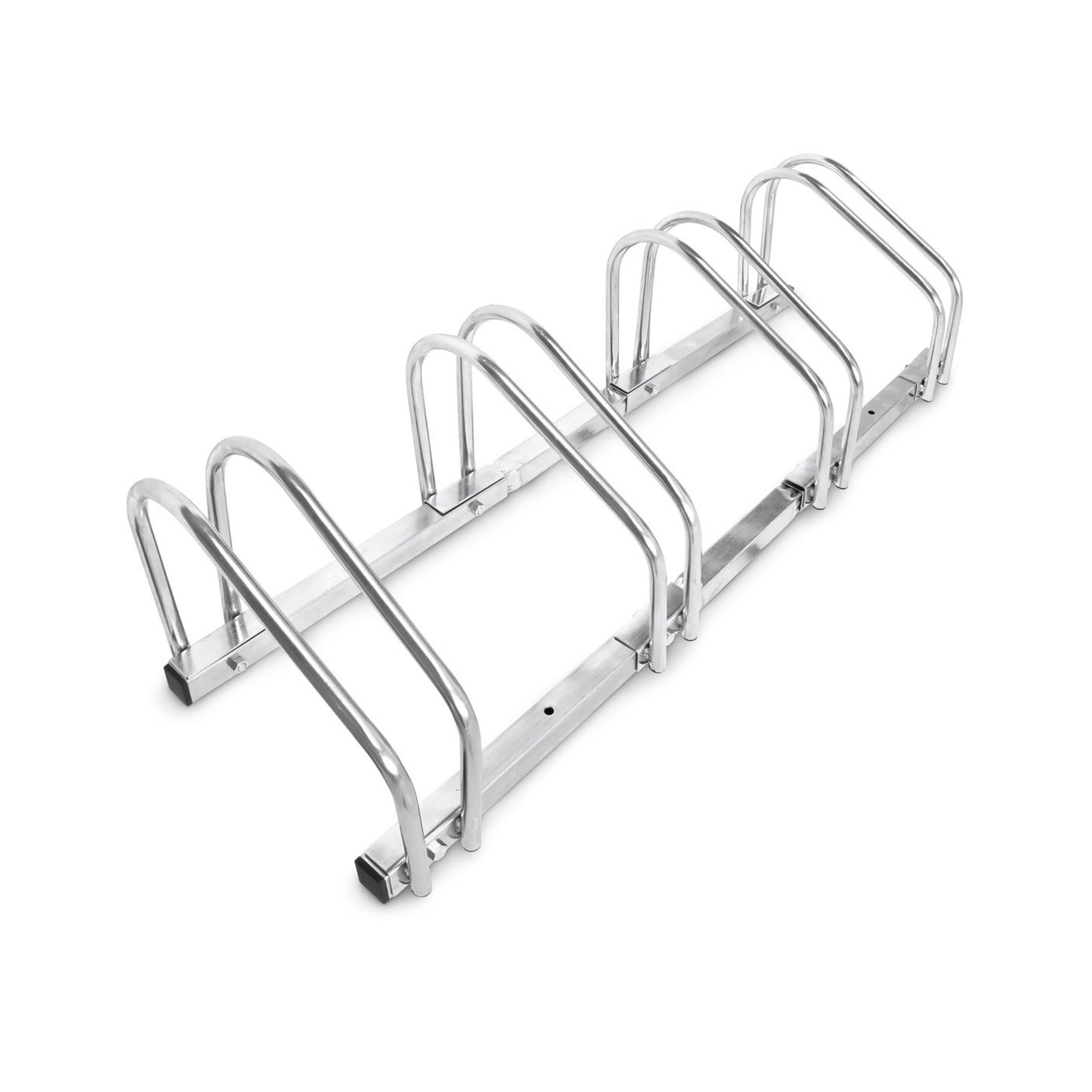 Relaxdays 2x4 Set Rastrelliera Portabici, Quadruplo, Montaggio a Pavimento, H x L x P: 26 x 100 x 32 cm, Argento