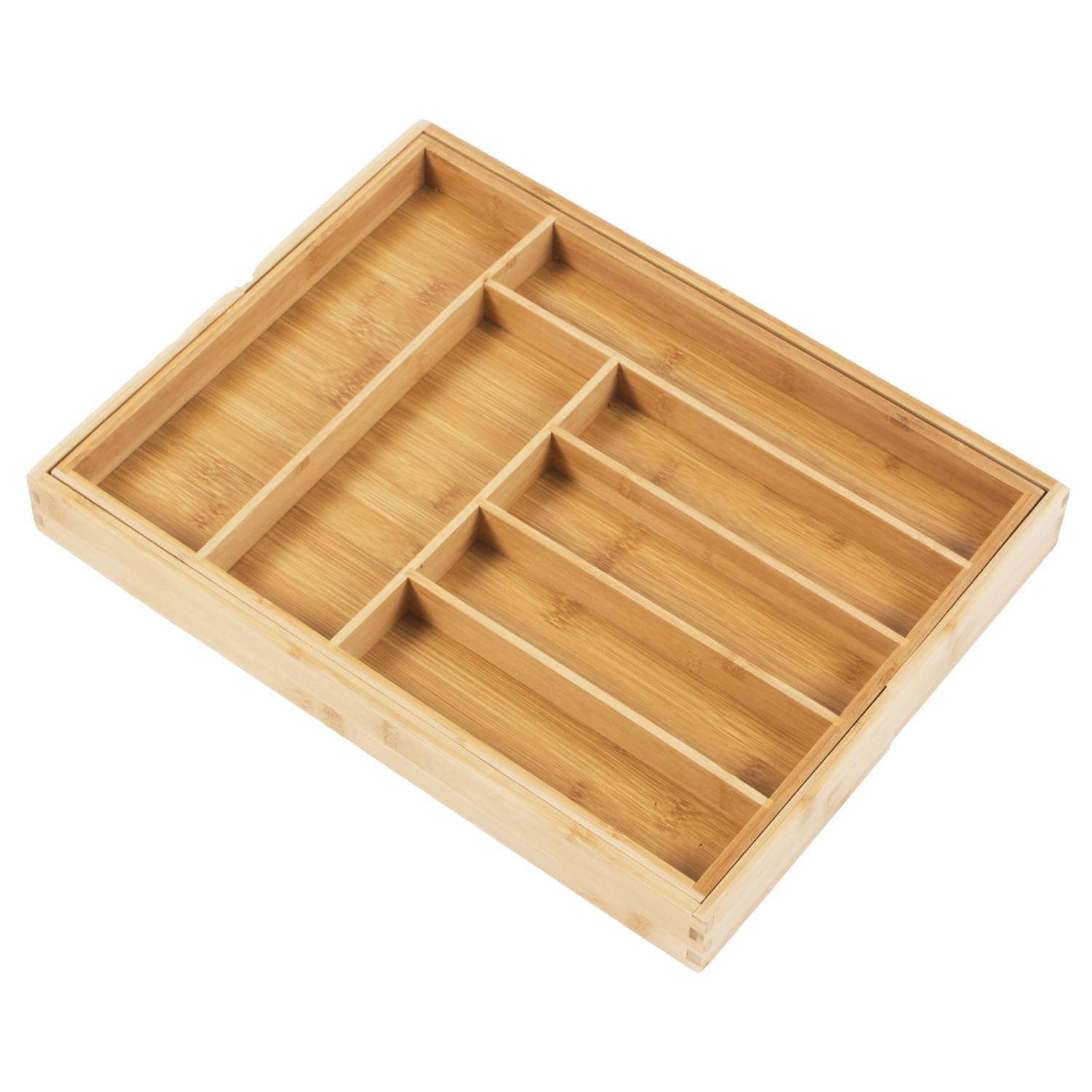 GreenBlue GB379 Organizadores de Bambú para Cubiertos | Bandeja Extensible, 7 Compartimientos Básicos y 2 Extraibles para Utansilios de Cocina | Organización de Cajón | Dim.: 32,5-50x43x45cm | 2 uds.