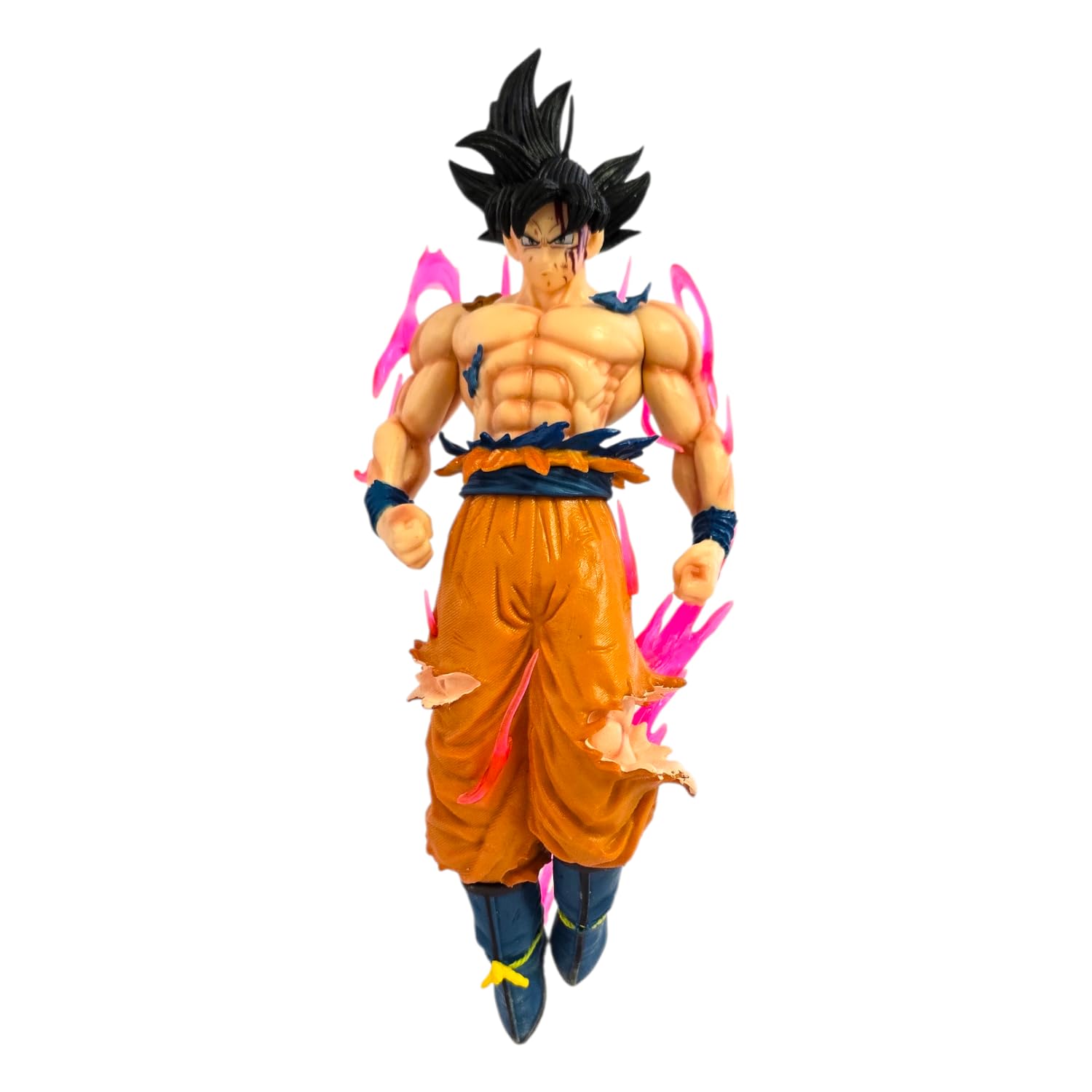 Mayatra's Dragon Ball Super Ultra Instinct Goku Action Figure, Collectible Anime Character Model, Orange Combat Outfit with Pink Aura Effect