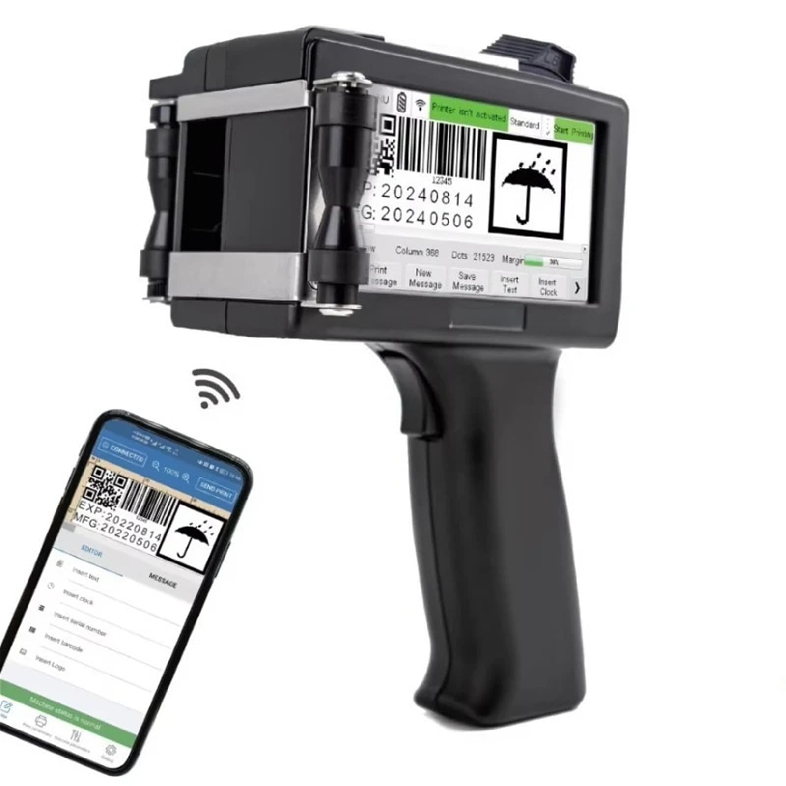 Imprimante Portable, Imprimante à Jet d'encre Industrielle portative de TIJ codeur lot Date d'expiration 25.4Mm for l'emballage Alimentaire Carton