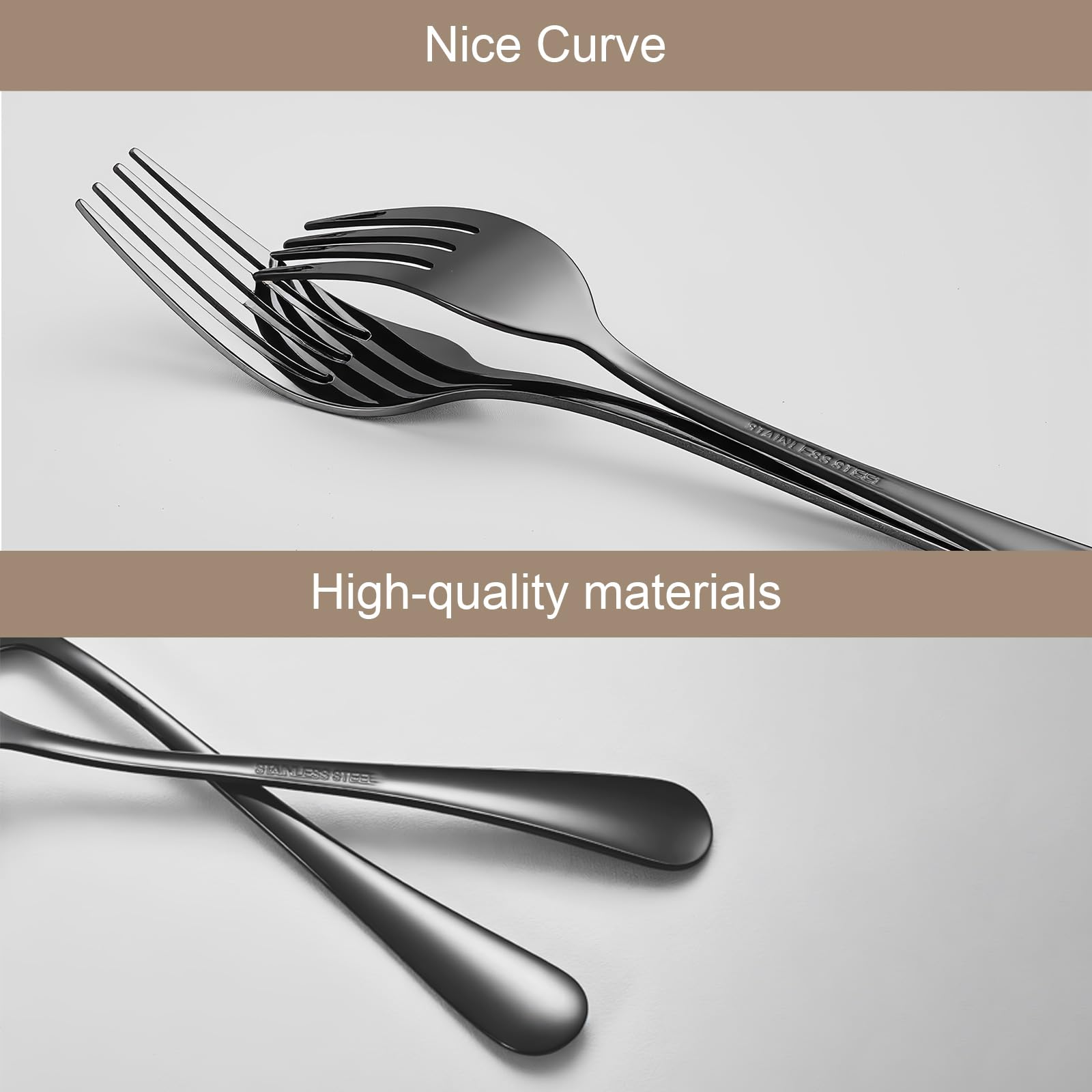 Black forks Food-Grade stainless steel dinner forks 24pcs Dishwasher Safe kitchen forks metal 8inch silverware (8inch dinner forks set (24 Piece)) — Amazon image 3