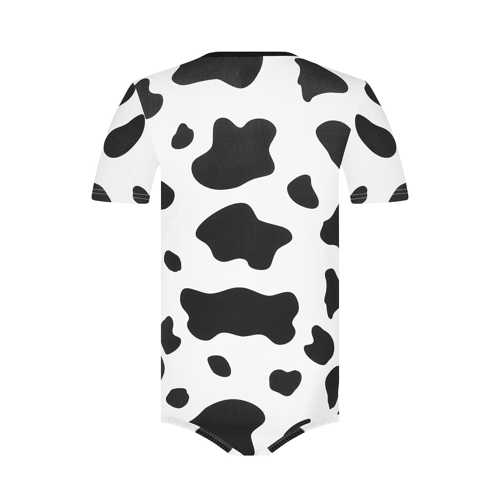 Landofgenie Body Homme Manches Courtes en Coton avec Imprimé Vache et Boutons-Pression à l'entrejambe, Pyjama Confortable ou sous-vêtement Onesie