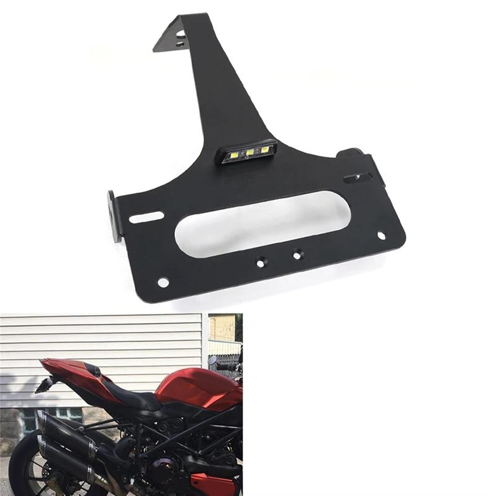 Portatarga Moto Bruce &amp; Shark Per Ducati 848/1098/1198 - Lega Alluminio Con Luce LED
