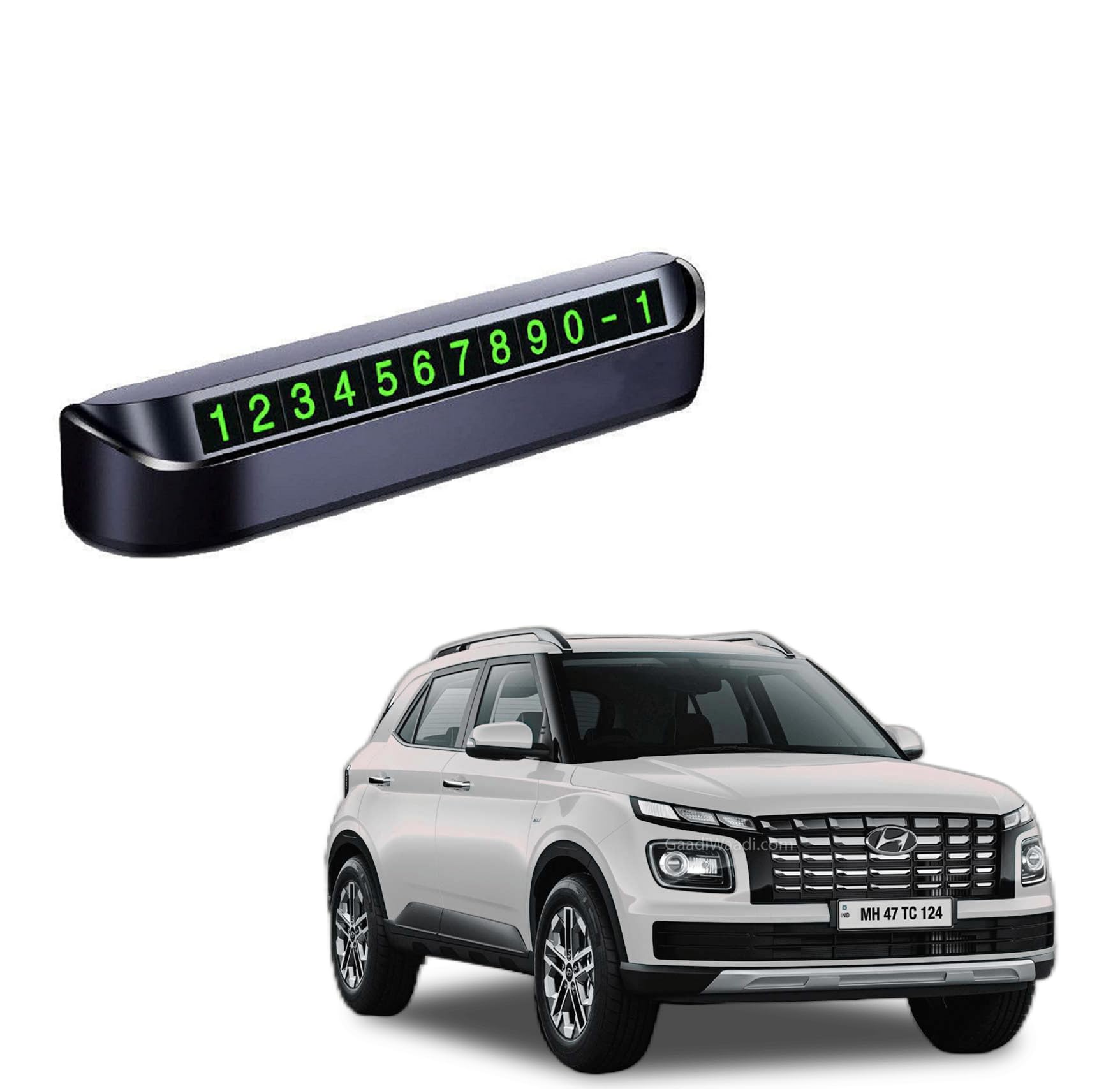 Kozdiko Car Parking Phone Number Telephone Number Plate, Cars Dashboard Hidden Phone Number Plate, Car Parking Number (Black) for Hyundai Venue (2022-2025)-image-11
