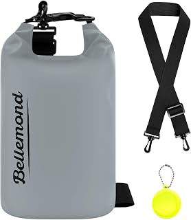 ベルモンド 防水バッグ ドライバッグ ウォッシュバッグ バイク 防水バック ドライバック 防水リュックサック IPX6 防水袋 5L B1562#7 | ウォータープルーフバッグ 海 雨の日 防水ポーチ メッセンジャーバッグ ショルダーバッグ #7 スカイグレー