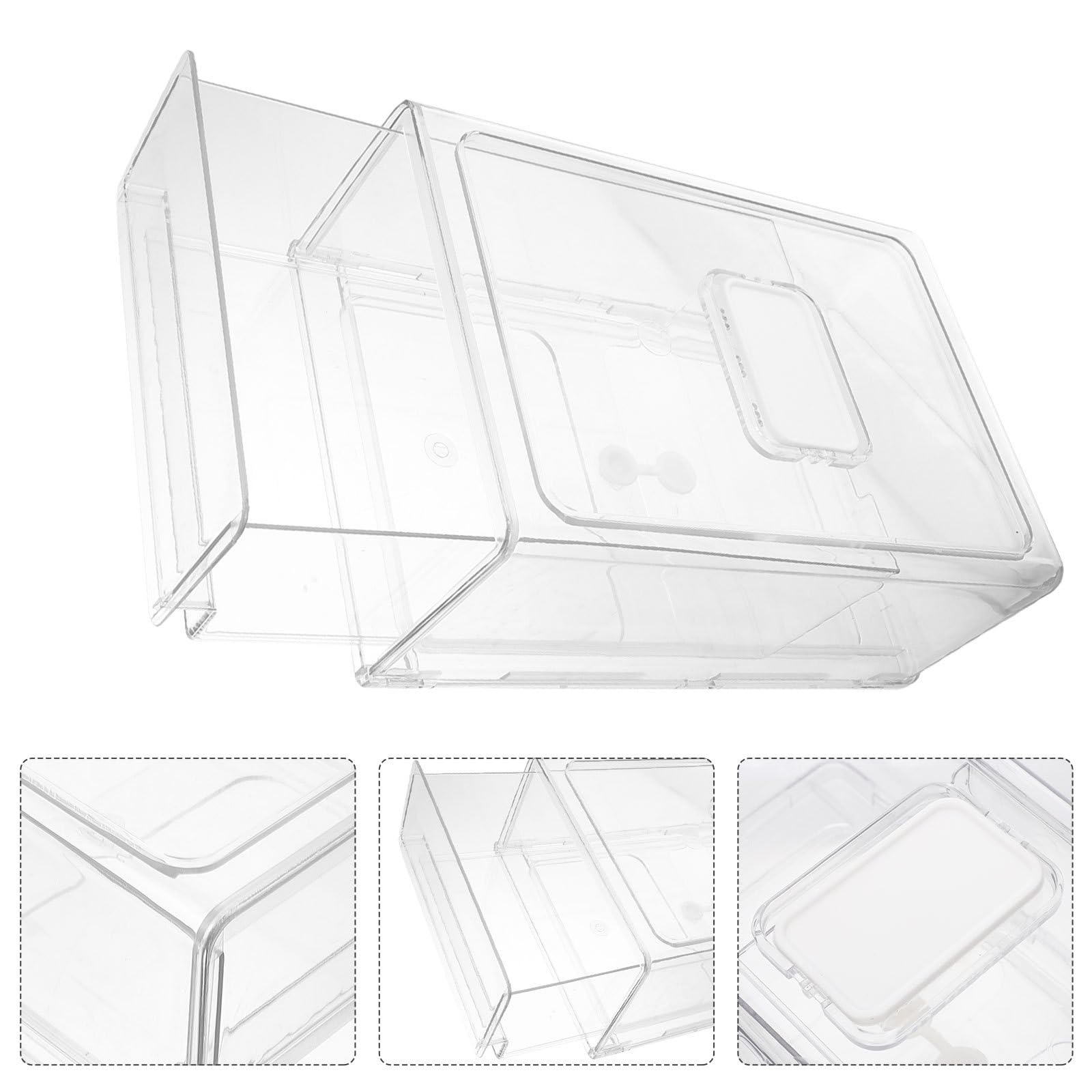 Caja de Almacenamiento Apilable Cajón Extraíble para Refrigerador | Plástico Blanco, Diseño de Cajón y Apilado, Almacenaje Práctico para Alimentos E Items en Frigorífico Doméstico