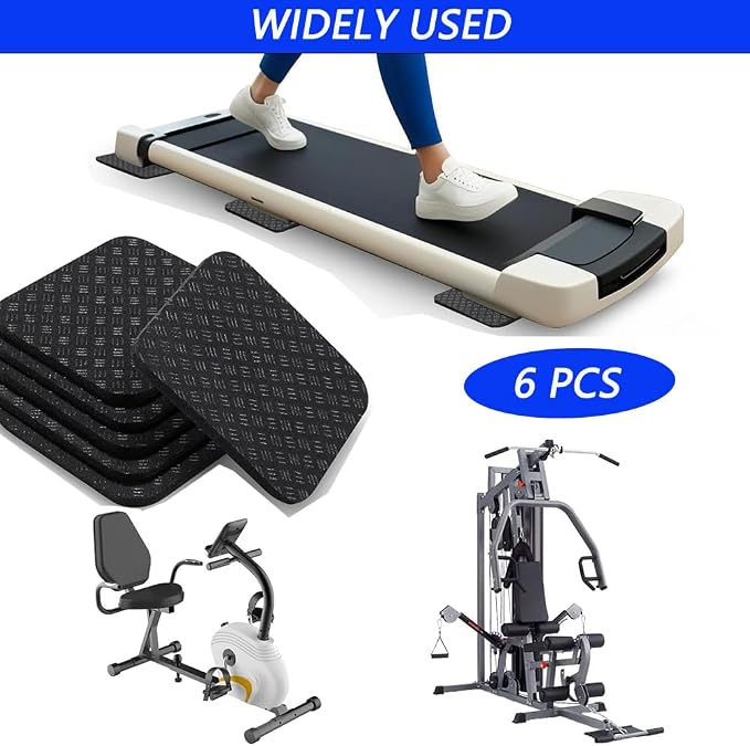6PCS Tapetes para Cinta de Correr LOOEEL, Almohadillas de Alta Densidad 4 x 4 x 0.2 pulgadas con Doble Cara Antideslizantes para Protección de Piso miniatura 7