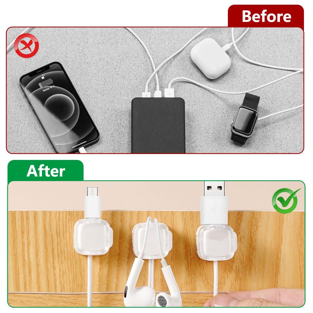 6 Stück Magnetische Kabelhalter Selbstklebend – Ordnungshüter Für Kabel Am Schreibtisch & Nachttisch