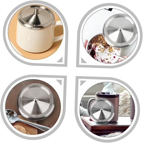 Miniatura 5 de 2 piezas de tapa de acero inoxidable taza de café de cerámica taza de café de cerámica tazas de café espresso cubiertas de bebida al aire libre
