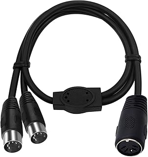 50cm MIDI DIN 5 PIN 1 Female Jack to 2 Male Plug Socket Y Splitter Adapter Cable
