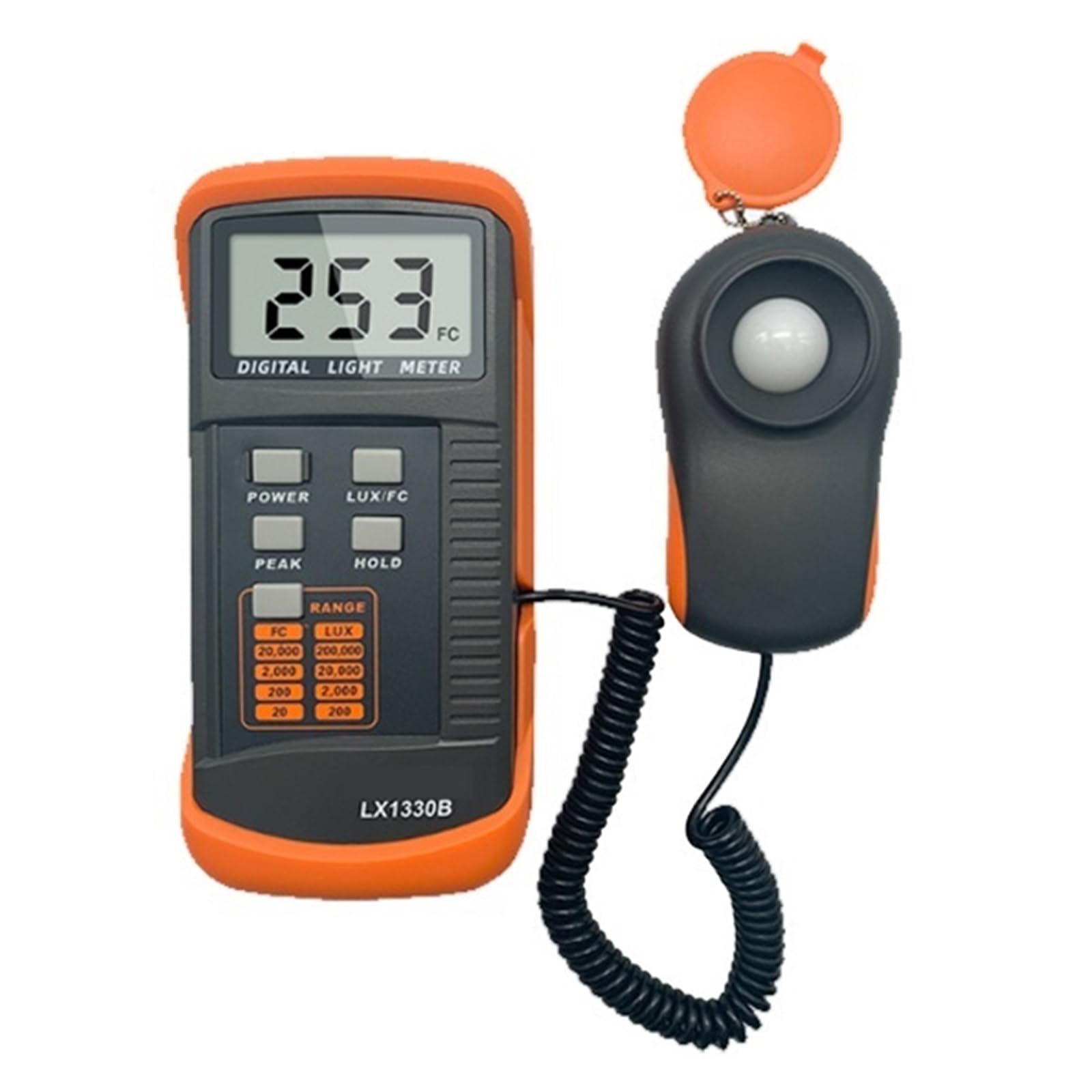 Medidor De Lux Digital LX-1330B Nivel Luz Portátil Probador 200k Pie Vela FC LCD Foto Pico Iluminancia Detector Amplio Rango, Alta PrecisióN