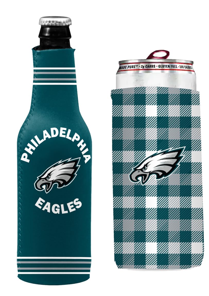 Football Can & Bottle Holder Insulator Beverage Huggie Cooler (Philadelphia Green Crest/Logo (Eagles))