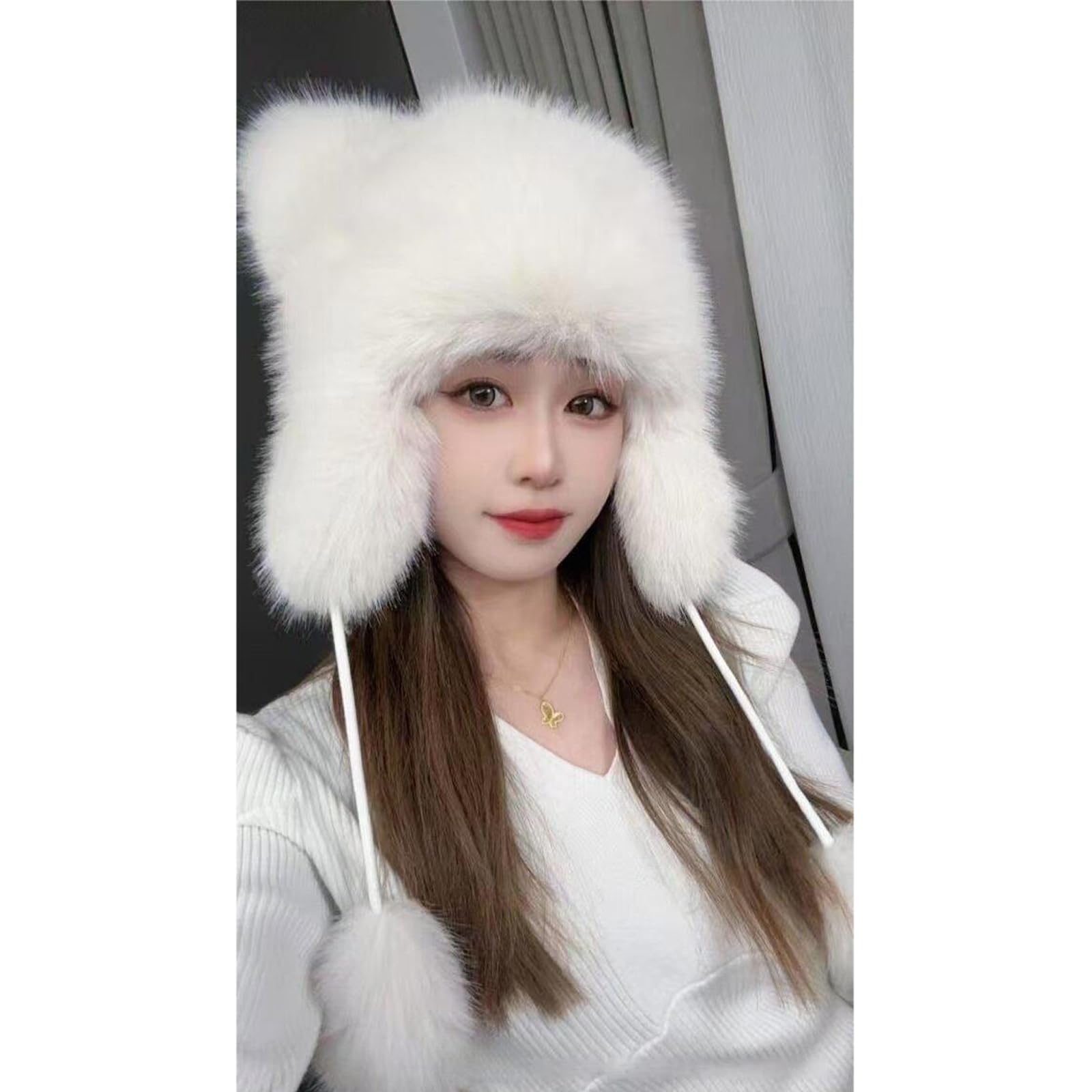 Zaktualizuj czapki zimowe dla kobiet Dwuwarstwowa czapka z polaru z czapką Bobble Pom Pom Hat Urocze style zwierząt,Brown