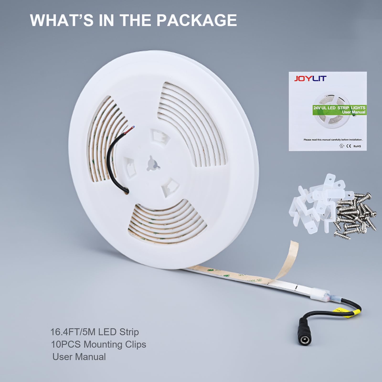 JOYLIT Striscia LED Diffusa 24V 5M 4000K Esterno, UL PRO+ 3300LM/M Alta Luminosità 26W/M CRI 90+ Strip LED, LEDs Invisibili, Bagliore Continuo, Luci per Illuminazione Neon Bianco Naturale Dimmerabile