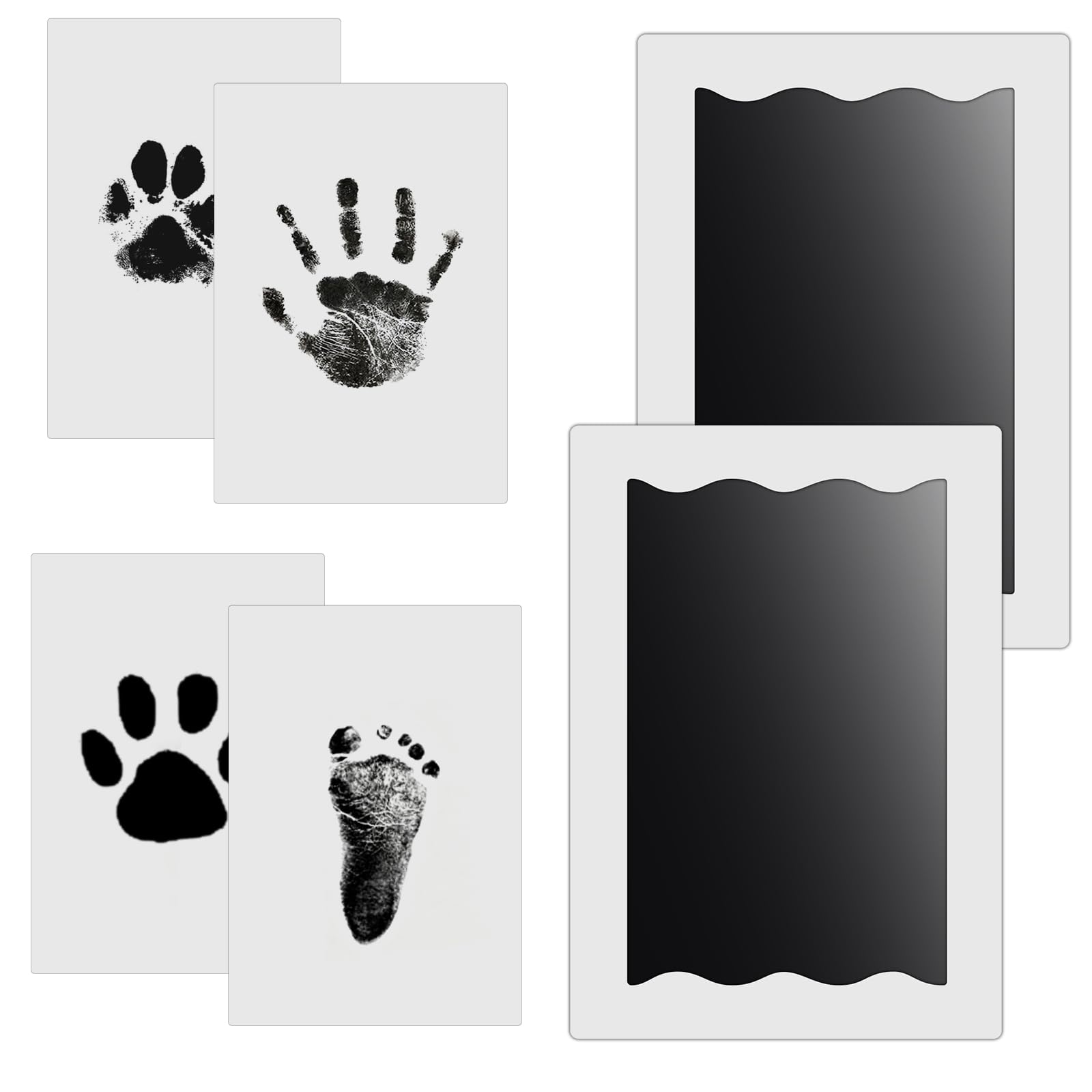 Nabance Fußabdruck & Handabdruck Baby Set Baby Abdruckset 0-6 Monate | Pfotenabdruck set Hund Katze| 2 Stempelkissen ohne Tinte & 4 Abdruckkarten Erstausstattung Neugeborene Geschenk zur Geburt