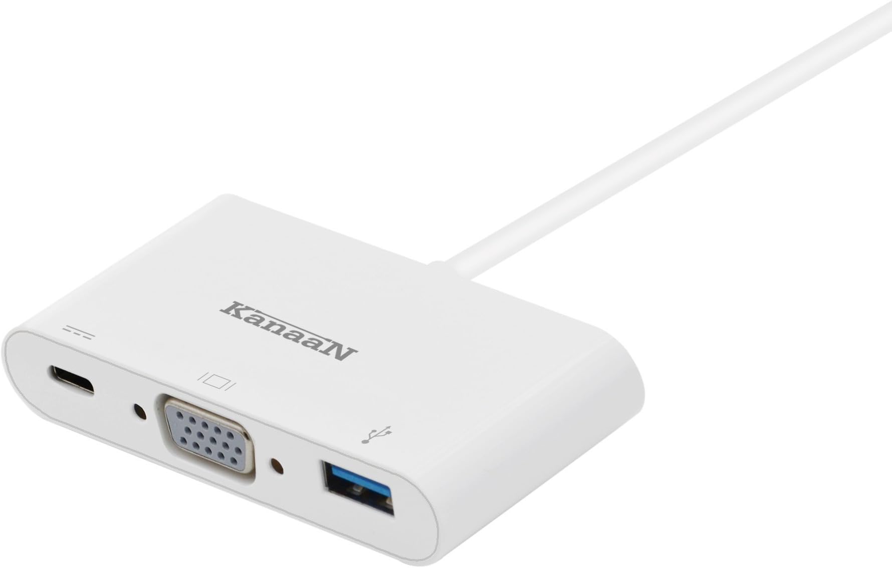 KanaaN USB-C VGA Multiport Adapter for MacBook 12'' (pre March 2016), Chomebook Pixel 2015 | Charging function | VGA and USB connection
