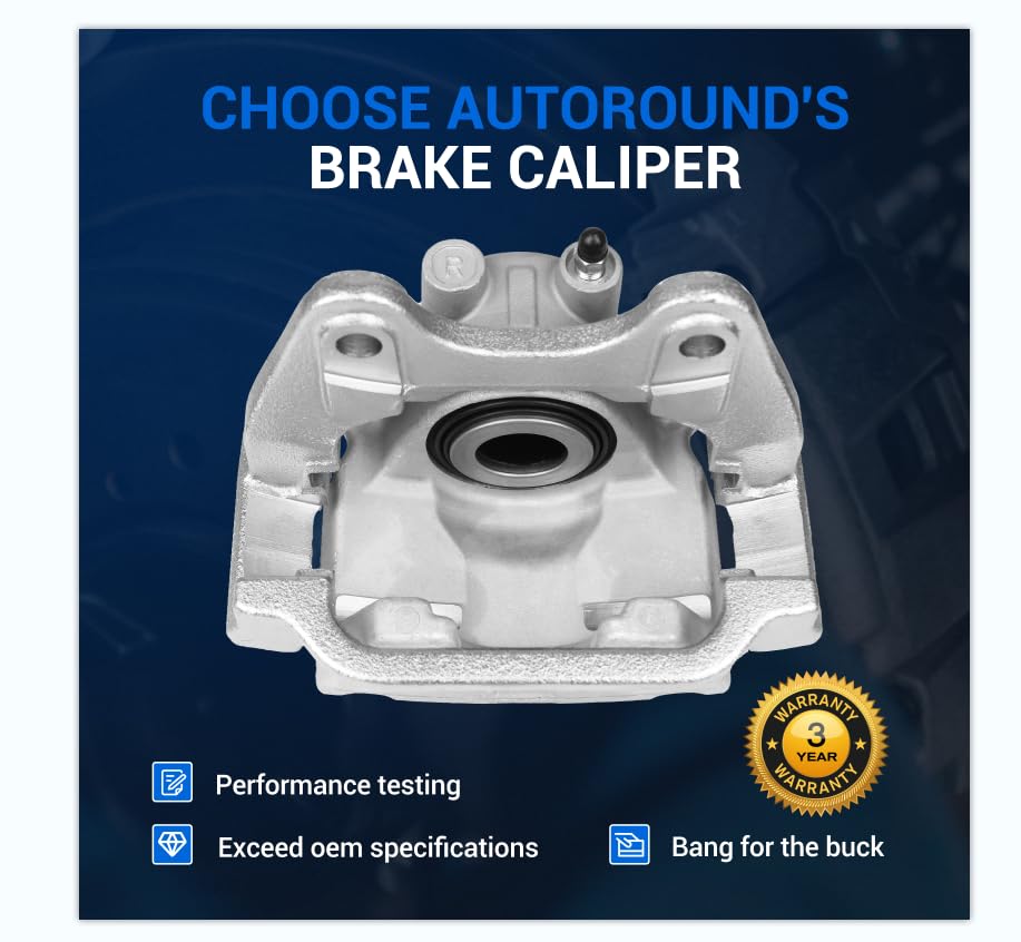Image of Autoround 18B4726 18B4727 Rear Disc Brake Caliper Assembly with Bracket fit for Chevy Tahoe /Silverado 1500, GMC Yukon /Sierra 1500, Cadillac Escalade /Deville, Both Driver Passenger Side | Fits GMC Yukon /Sierra /Cadillac Escalade /Deville; Both Driver Passenger Side