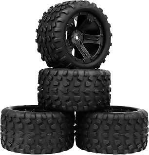 Preglued 1/18 RC Truck Tires & Wheels for Traxxas Latrax Teton 12mm Hex 1/18 1/16 Scale 4WD Compatible with Hyper Go H16BM H14BM,4PCS