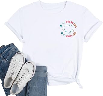 MNLYBABY Nurse Shirts Women in My Nurse Era Shirt Nursing School Tshirt Nurses Life Nurse Day Gifts Tee