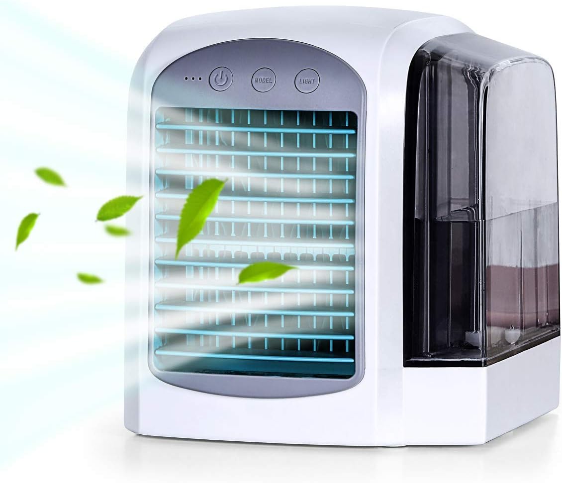 iLogoTech Upgraded 3 in 1 Mini Air Cooler, Portable USB Air Cooler, Mini Aromatherapy Air Conditioner, Humidifier, Purifier with Night Light for Home, Office, Bedroom, Outdoor, Lounge (3 Speed)