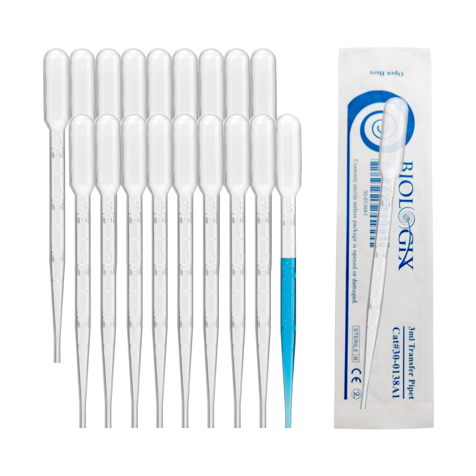 2000 Stück Pipette, Pipetten Plastik 3ml, Transferpipetten, Wiederverwendbare Pipetten, Pipette Kunststoff Mit Skala, Messpipetten für Ätherische Öle Labor Versuch Süßigkeitenformen, Sterile