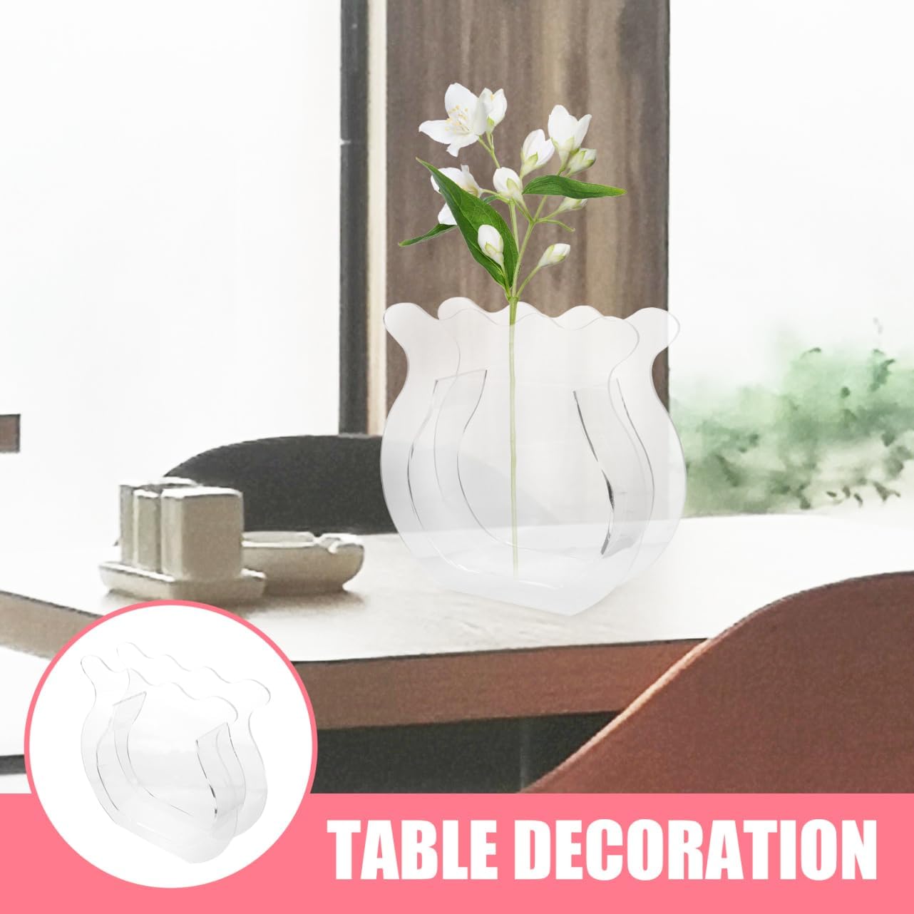 PRETYZOOM Transparent Fish Tank Vase 7.87X7.48X1.96In Clear Acrylic Multi-Function Flower Pot for Home Office Desk Living Room Decor Wedding Centerpiece