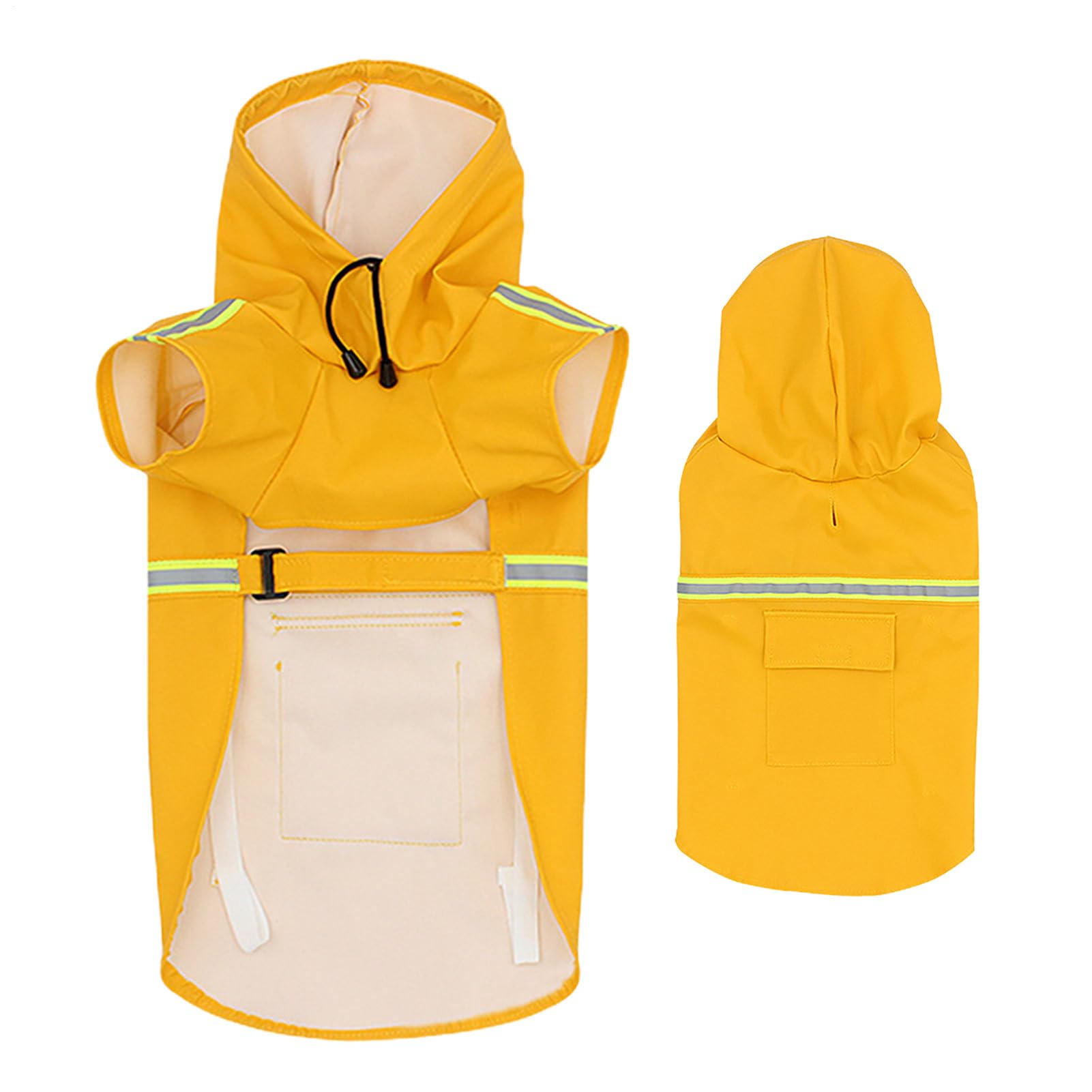 Imperméable pour chien avec bande réfléchissante et capuche réglable ajustable