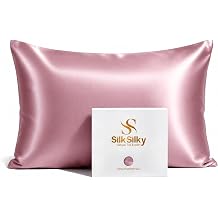 SilkSilky Luxury 30 Momme 100% Pure Organic Mulberry Silk Pillowcase for Hair & Skin, Grade 6A+ Silk Pillow Cases with Hidden Zipper, Cooling Silk for Deep Sleep Standard 20''x26'', PaleMauve