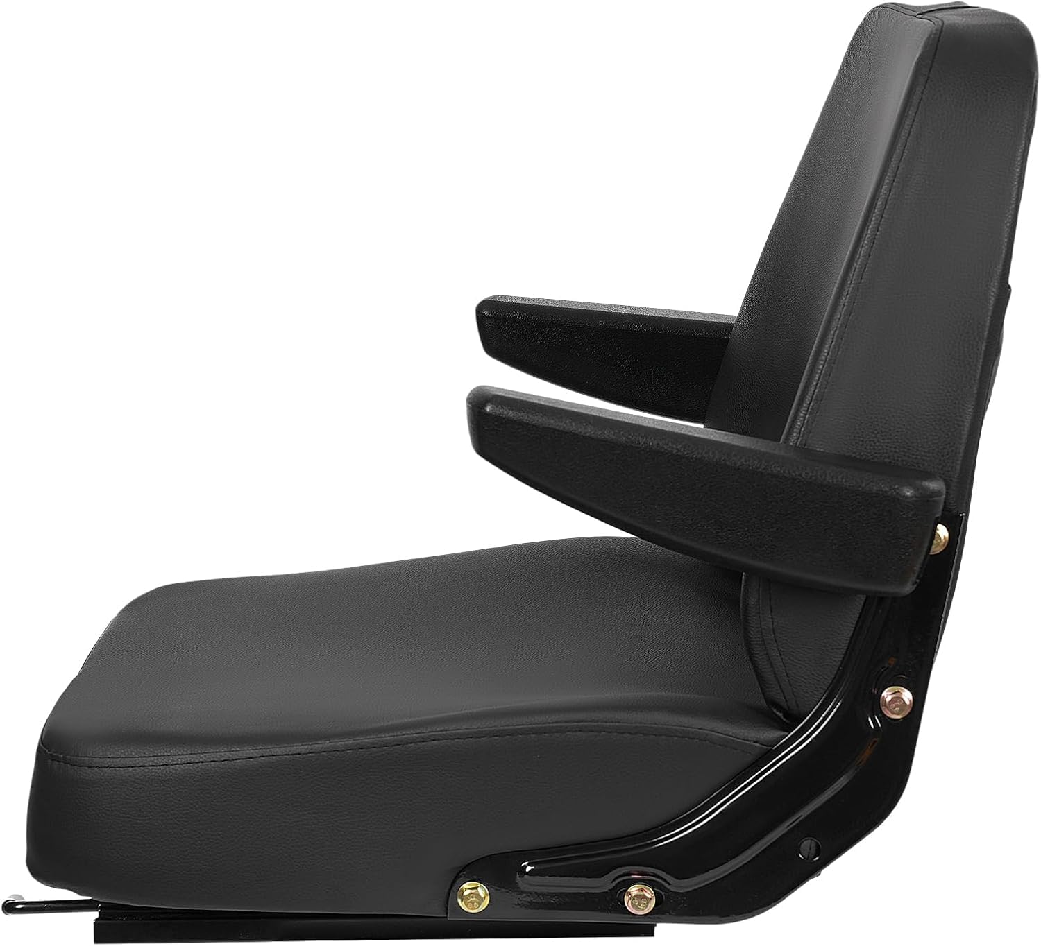 Asiento universal de repuesto, 28×23 cm Instalación de vías, Asiento de Tractor con vías, para carretilla elevadora con reposabrazos ajustables, construcción de PVC resistente, Exterior 48×46×51 cm