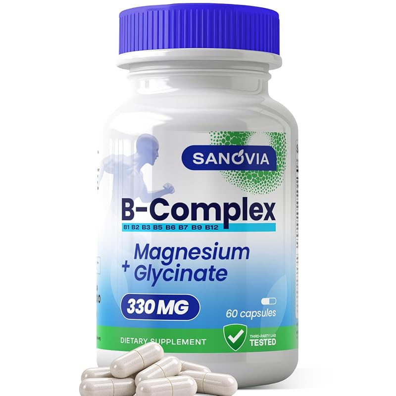 SANOVIA Complexo B com Magnésio Glicinato e Vitamina B12 1000 mcg 60 cápsulas