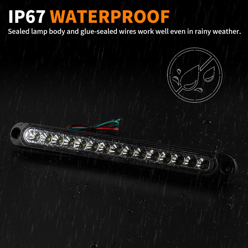 Barre De Feux De Freinage LED 15 Leds 12-24V - Étanche, Dynamique, Blanc - Pour Voiture, SUV, Camion, Remorque