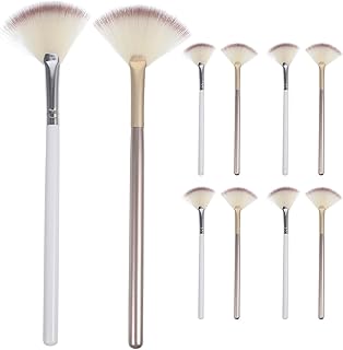 10pcs Fan-shaped Makeup Brushes Set with Silv...