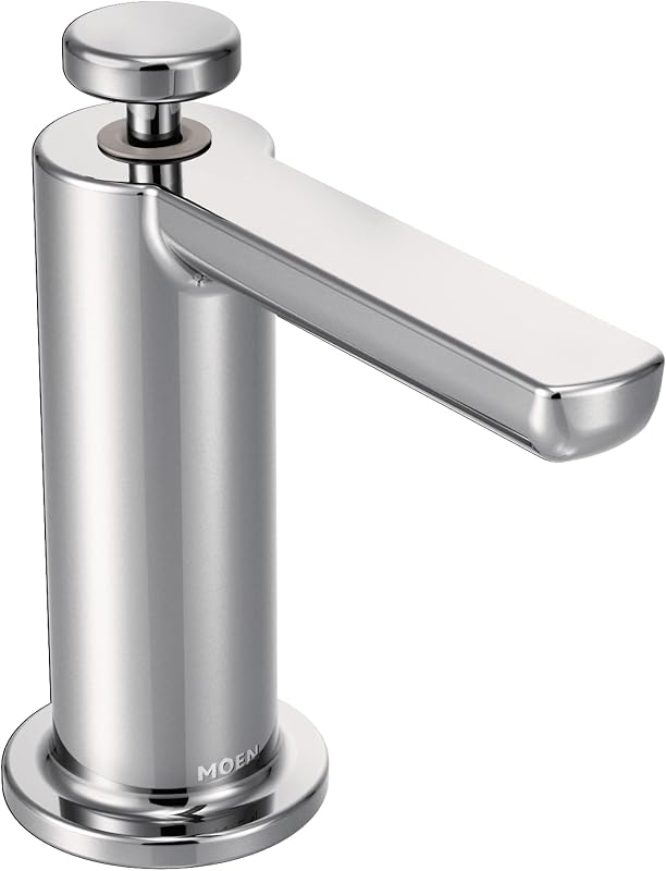 Moen S3947C Modern Deck Mounted Kitchen Soap Dispenser with Above the Sink Refillable Bottle, Chrome