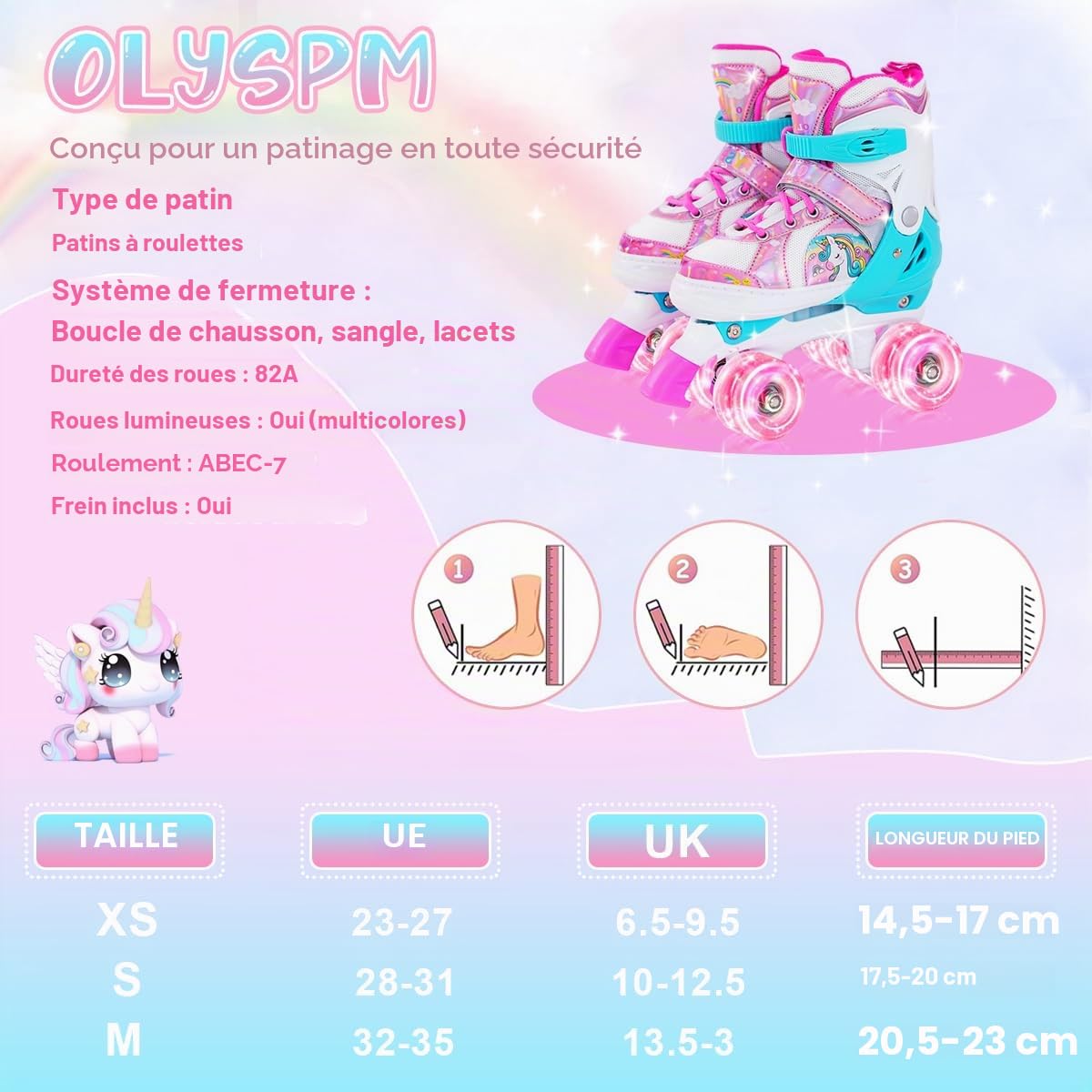 Rollers pour Enfants,Roller Enfant Fille,Roller Enfant Garcon,Patin a Roulette Réglables en 4 Tailles avec 8 Roues Clignotantes pour Garçons,Filles,Débutants
