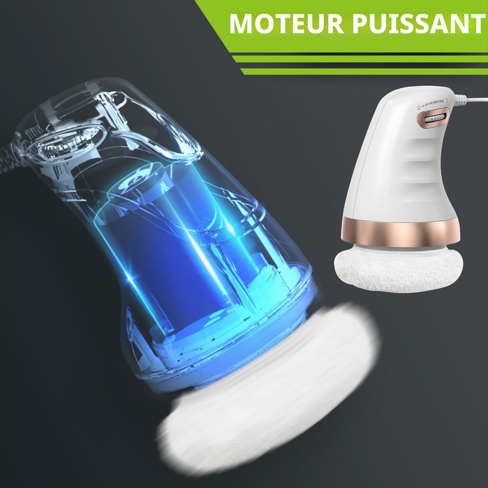 GBKDQQ Appareil de massage électrique anti-cellulite avec 3 couleurs - Tête en tissu interchangeable pour le ventre, les jambes - Pour raffermissement, levage et lissage de