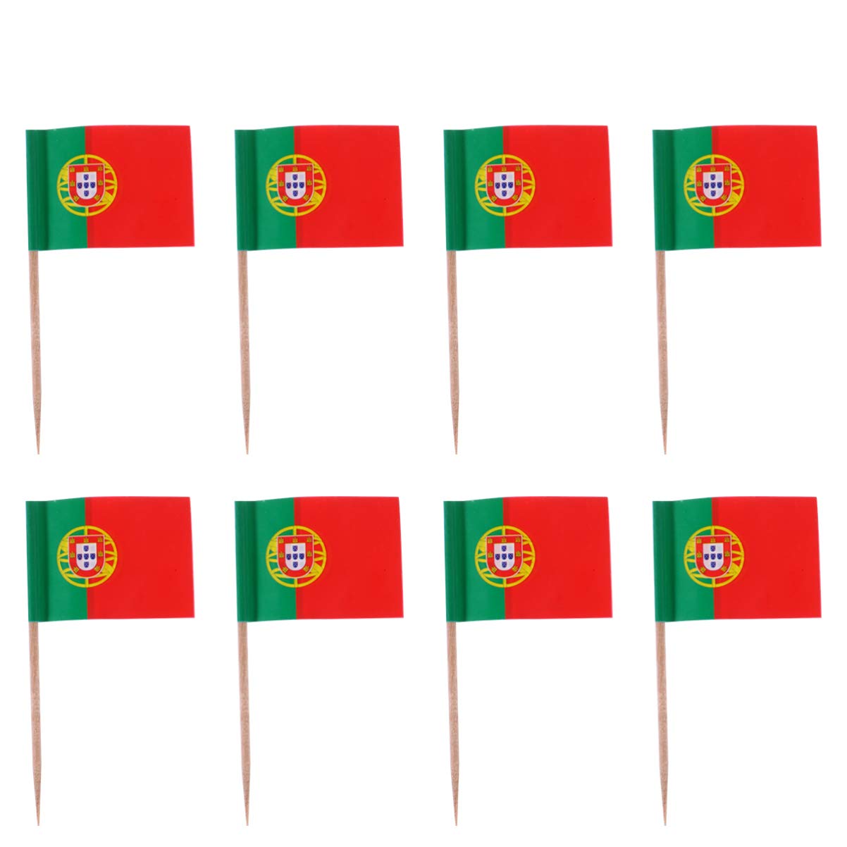 SEWACC100pcs Portugal Toothpick Flags Portuguese Picks Mini Stick National Flag Cupcake Toppers Fruit Picks Country Picks Food Bar Cake Flags