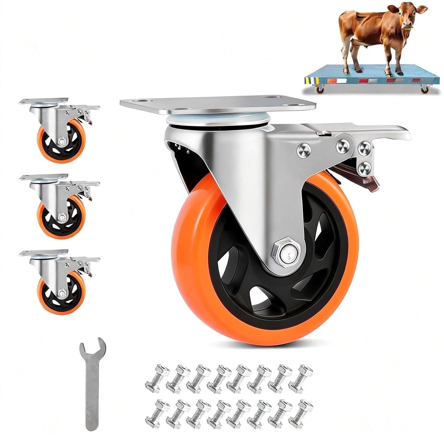 Ruedas Giratorias Con Freno Para Muebles Pesados – Pack De 4 Unidades, Diámetro 40 Mm – Capacidad 240 Kg Total – Fácil Instalación