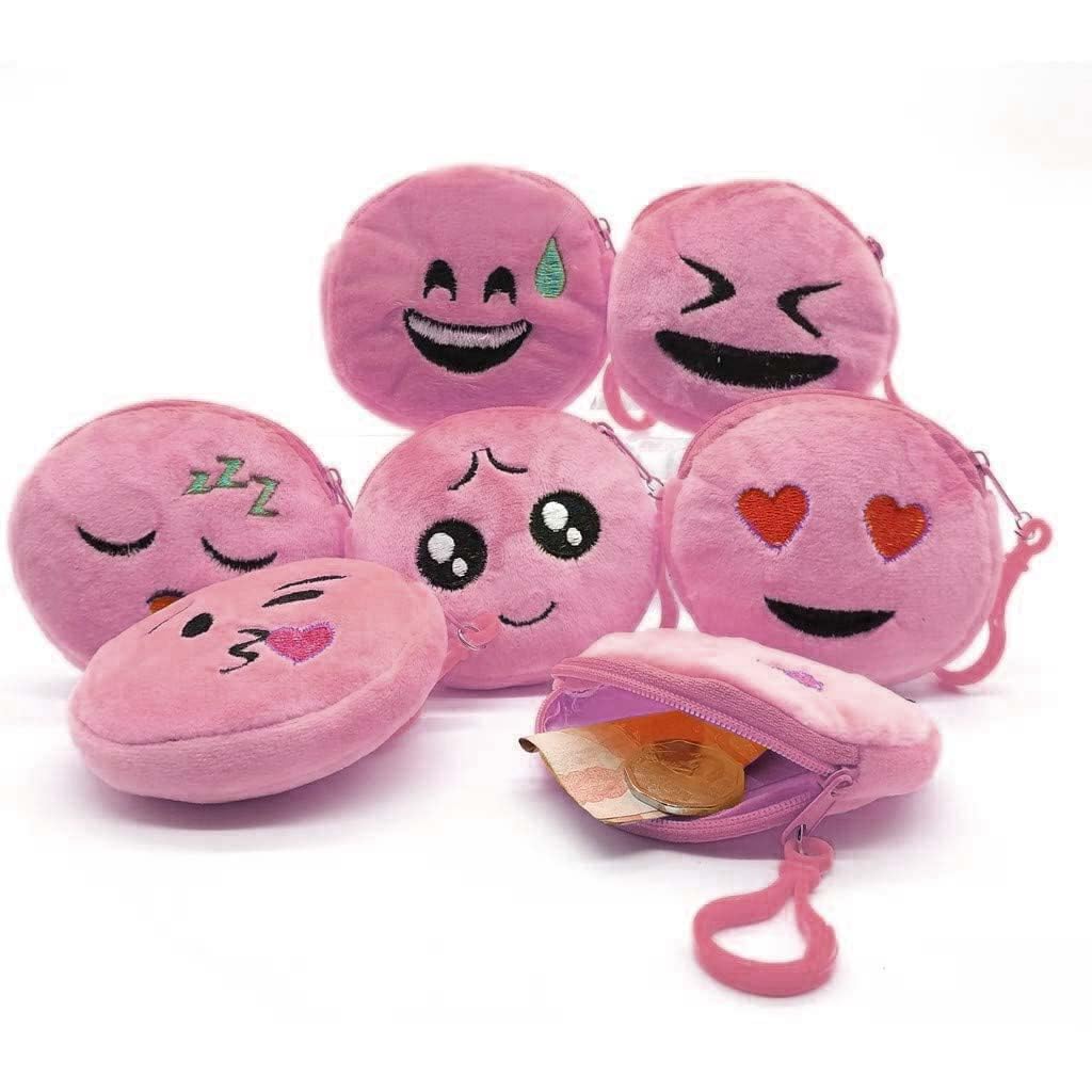 Smiley Pink Coin Pouch Purse Case Wallet Best Birthday Return Gifts Boys,Girls & Kids Pack of 6