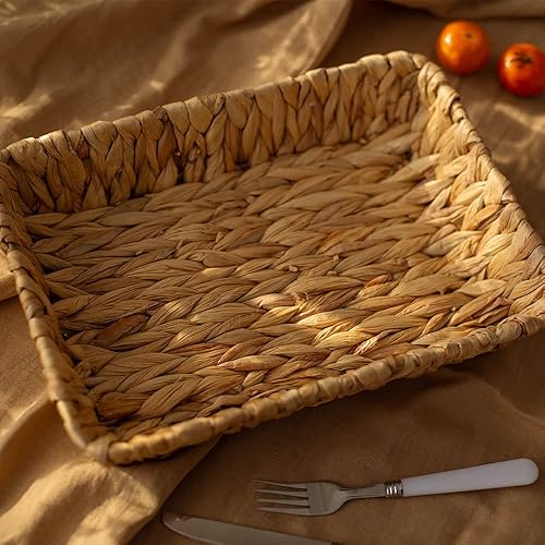 Miniatura 5 de Bandeja de frutas, contenedores de almacenamiento de tejido de hierba para frutas o té, artes y manualidades (Rectángulo-C-1 unidad)