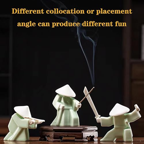 Miniatura 5 de LYART Samurai - Estatua de guerrero japonés, decoración de habitación infantil, decoración de té Kongfu, soporte para incienso para quemador de palo