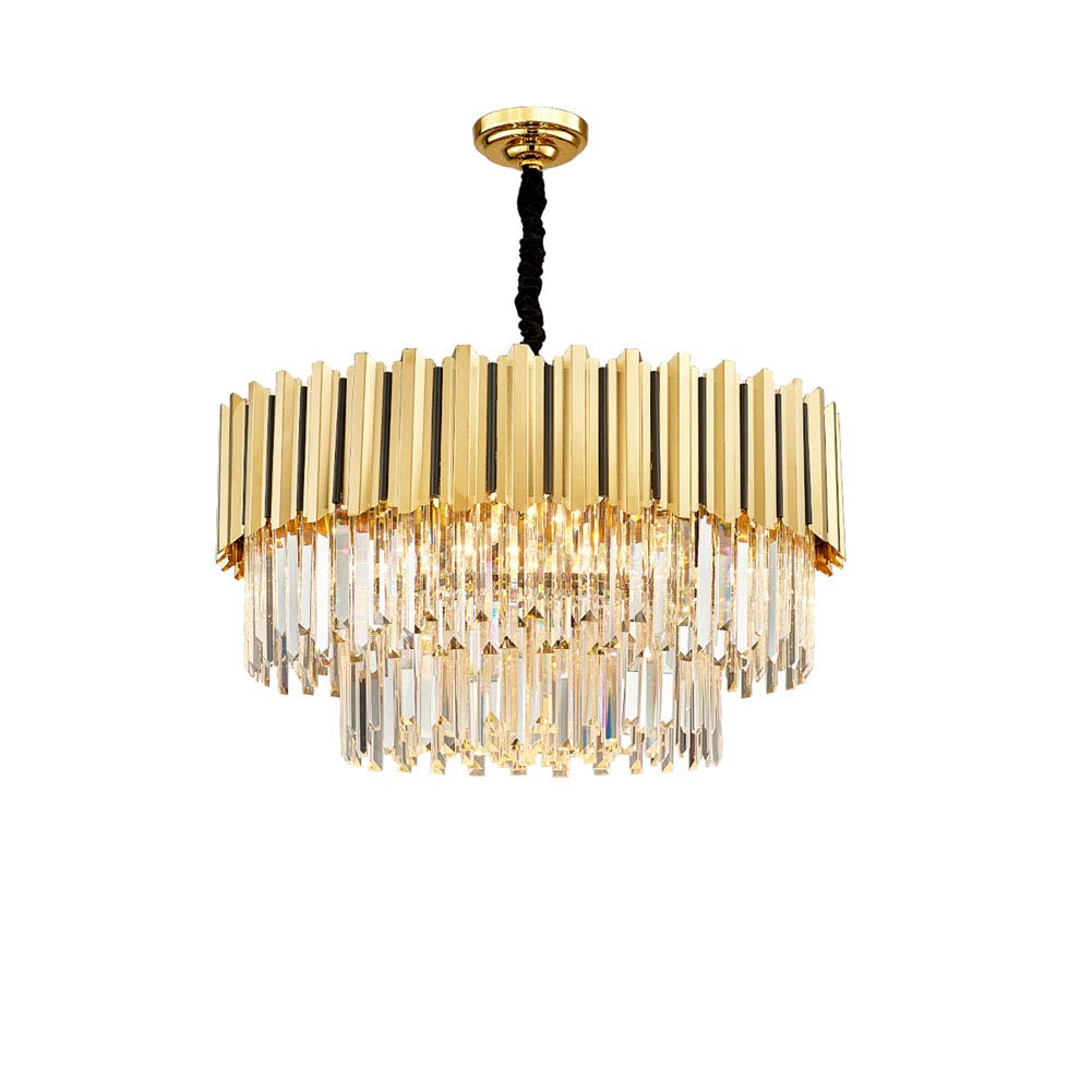 Lampadario Moderno in Cristallo K9, plafoniera a LED a Incasso per Sala da Pranzo, Bagno, Camera da Letto, Soggiorno - Bronzo, 60 cm (24 Pollici), Giornata commemorativa.