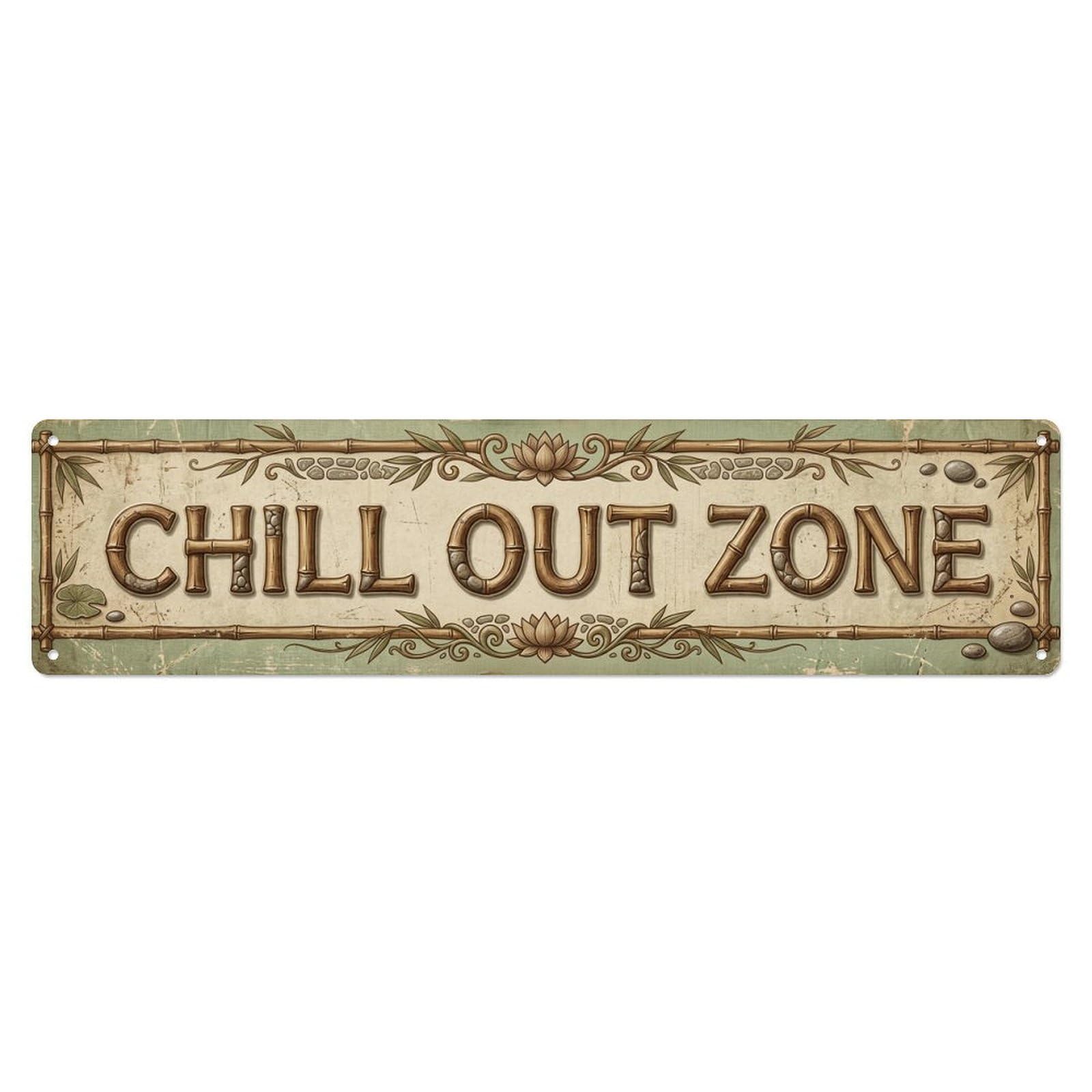 Chill Out Zone Faded Retreat Vintage Metal Tin Sign Wall Decor for Cafe, Club, Garden Metal Poster 4x16Inch