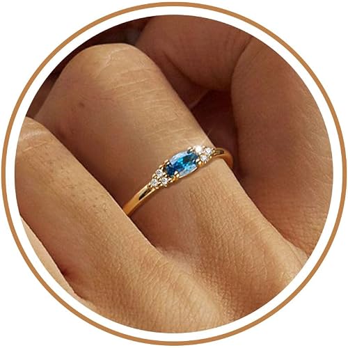 FUNEIA Gold Birthstone Rings for Women Non Tarnish Trendy Stackable Gold Rings that Don't Tarnish Dainty Emerald Green Gemstone Cubic Zirconia Wedding Engagement Ring for her Birthday Gifts Jewelry