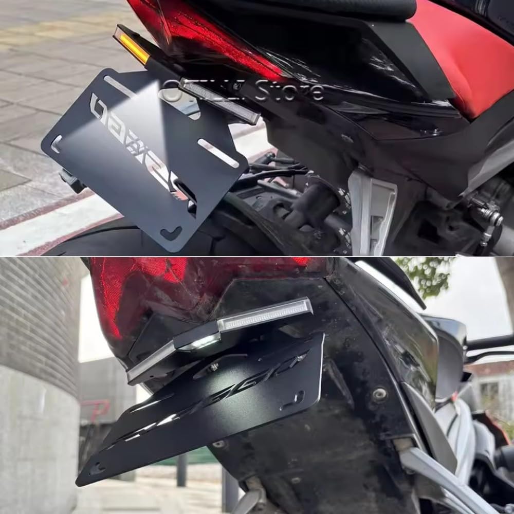 2025 Foldable License Plate Holder with LED Turn Signal Fit for Aprilia RS660 RSV4 FACTORY 2021-2024 2025 Motorcycle Tail Tidy Fender Eliminator Kit Black License Plate Bracket